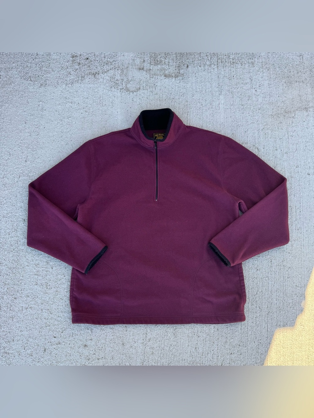 Old Navy Fleece Vintage Quarter Zip Pullover Maroon Burgundy Men Size XL